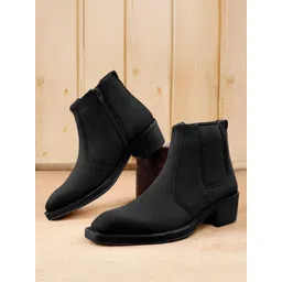 Bxxy Men Square Toe Block Heel Suede Chelsea Boots