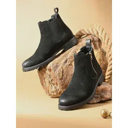 MONDAIN Men Round Toe Regular Boots