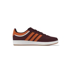 ADIDAS Men Perforated Round-Toe Hoops 4.0 Leather Sneakers with Striped Detail