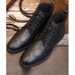 High Ankle Leather Black Chukka Boots for Men Hiking Biking (LSBT-WBNDCKBG) UK10 Boots For Men