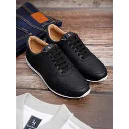 LOUIS STITCH Men's Casual Diamond Embossed Black Sneakers