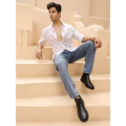 THOMAS CRICK Men Leather Flatform Chelsea Boot