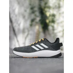 ADIDAS Men Grey & Black Woven Design Run Steady Shoes