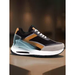 Bxxy Men Textured Round Toe Lace Ups High Top Underpronator Free Flyknit Running Shoes