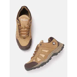 Woodland Men Round Toe Leather Sneakers