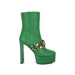 London Rag Women's Green Casual Booties
