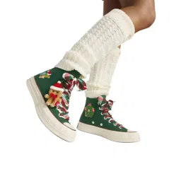 Converse Unisex Chuck 70 X-Mas Gingerbread & Knit Sock High Top Green Sneakers