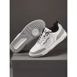 Duke Men's Perforation White & Grey Casual Sneakers