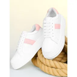 Roadster Women White And Pink Colourblocked Sneakers