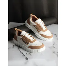 glitchez Women Colourblocked Round Toe Lace-Ups Sneakers