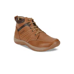 Red Chief Men Textured Leather Mid-Top Sneakers
