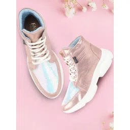 Fausto Women's Pink Ankle High Sneakers