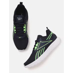 Reebok Men Navy Blue & Green Woven Design Hatton Running Shoes
