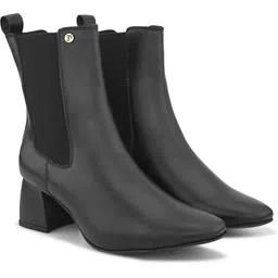 EL PASO Women Black Faux Leather Casual Chelsea Boots Boots For Women