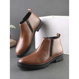 The Roadster Lifestyle Co Men Casual Block-Heeled Zipper Ankle Boots