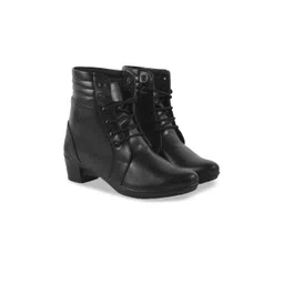 Shoetopia Women Block-Heeled Lace-Ups Boots