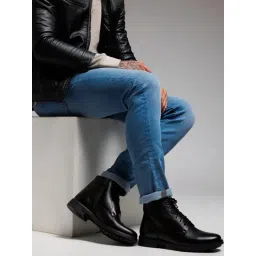 Zoom Shoes Men's Black Derby Boots