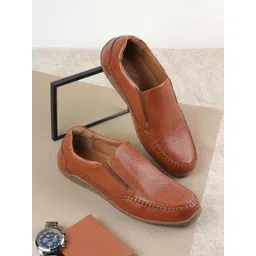 DAVINCHI Men Textured Leather Slip-On Sneakers