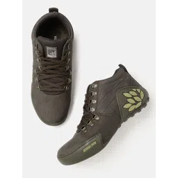 Woodland Men Round-Toe Leather Sneakers