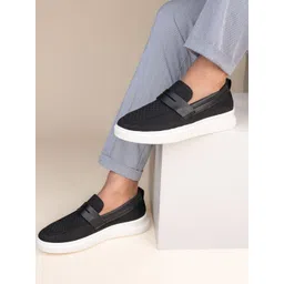 Mast & Harbour Men Textured Lightweight Penny Loafers Slip-On Sneakers Casual Shoes