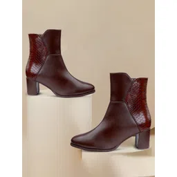 Bxxy Women Crocodile Textured Zipper Ankle Boots