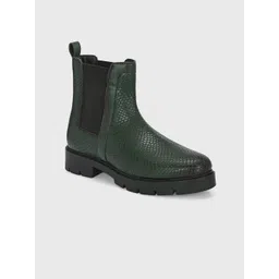 The Roadster Lifestyle Co Women Textured Block-Heeled Chelsea Boots