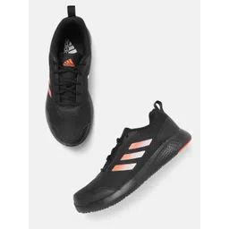 ADIDAS Men Black Woven Design Restound Running Shoes