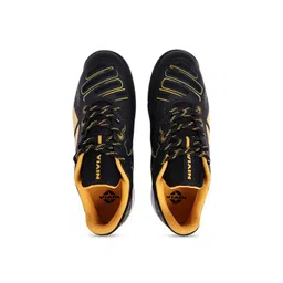 NIVIA Men Black & Yellow Mesh Badminton Shoes