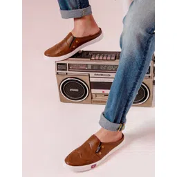 FAUSTO Men Brown Printed PU Slip-On Shoes