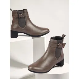 FAUSTO Women Mid-Top Casual Chelsea Boots