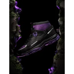 The Souled Store Men Black Panther Printed PU High-Top Sneakers