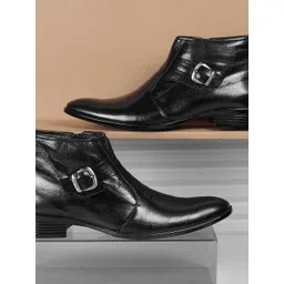 Metro Men Pointed Toe Block Heel Regular Boots