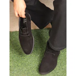 Carlton London Men Mid-Top Leather Casual Desert Boots