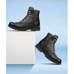 SNOWMAN 7-Eye Ankle Snow Boots Genuine Leather Water Proof Boots For Men