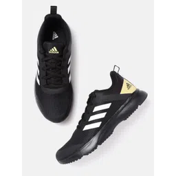 ADIDAS Men Black Self Striped Racard Running Shoes