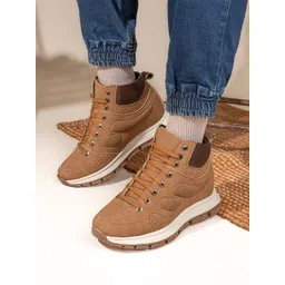 HI Toes Men Round Toe lace Ups Shoes Elavator Sneakers