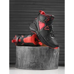 HRX by Hrithik Roshan Men Black Colourblocked Comfort Insole Mid-Top Lace-Ups Sneakers