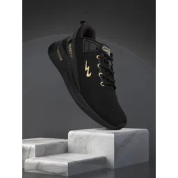 Campus Men Black Mesh Running Shoes