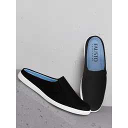 FAUSTO Men Black Solid Lightweight Slip-On Sneakers