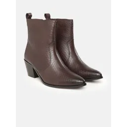 Nautica Women Mid-Top Textured Block Heel Regular Boots