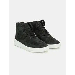 LeatherKraft Men Printed High-Top Sneakers