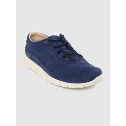 Woodland Men Navy Blue Suede Solid Sneakers