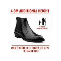 Bxxy Men Textured Hight Increasing Zipper Pointed Toe Chelsea Boots