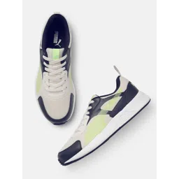 Puma Men White & Navy Blue C-Block Sneakers