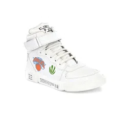 Hundo P Men Round Toe Mid-Top Printed Sneakers