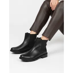 FRANINO PARIS Women Textured Block Heeled Chelsea Boots