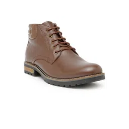 Teakwood Leathers Men Brown Solid Leather Mid-Top Flat Boots