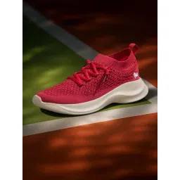 Neemans Men's Knit Glider Red Casual Sneakers