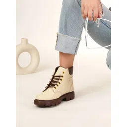 PLANET WALK Women Round Toe Block Heel Biker Boots