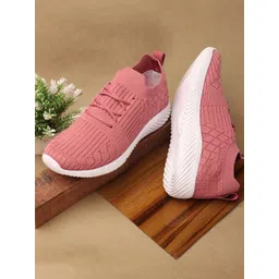 TRASE Women Pink Woven Design Sneakers